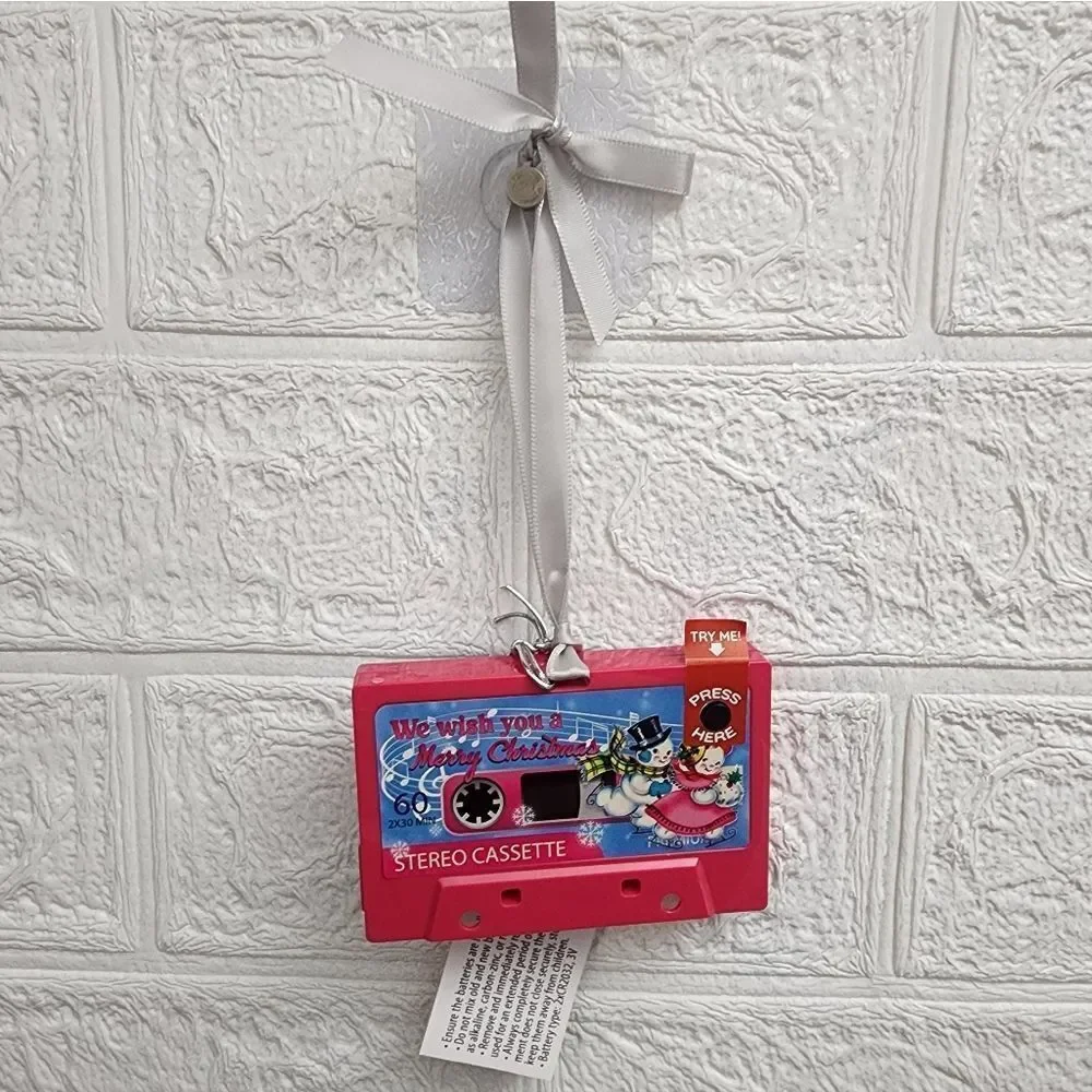 New Retro Santa Cassette Musical Ornament Plays 